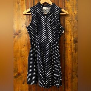 Emerald Sundae Navy and White Polka Dot Skater Dress
